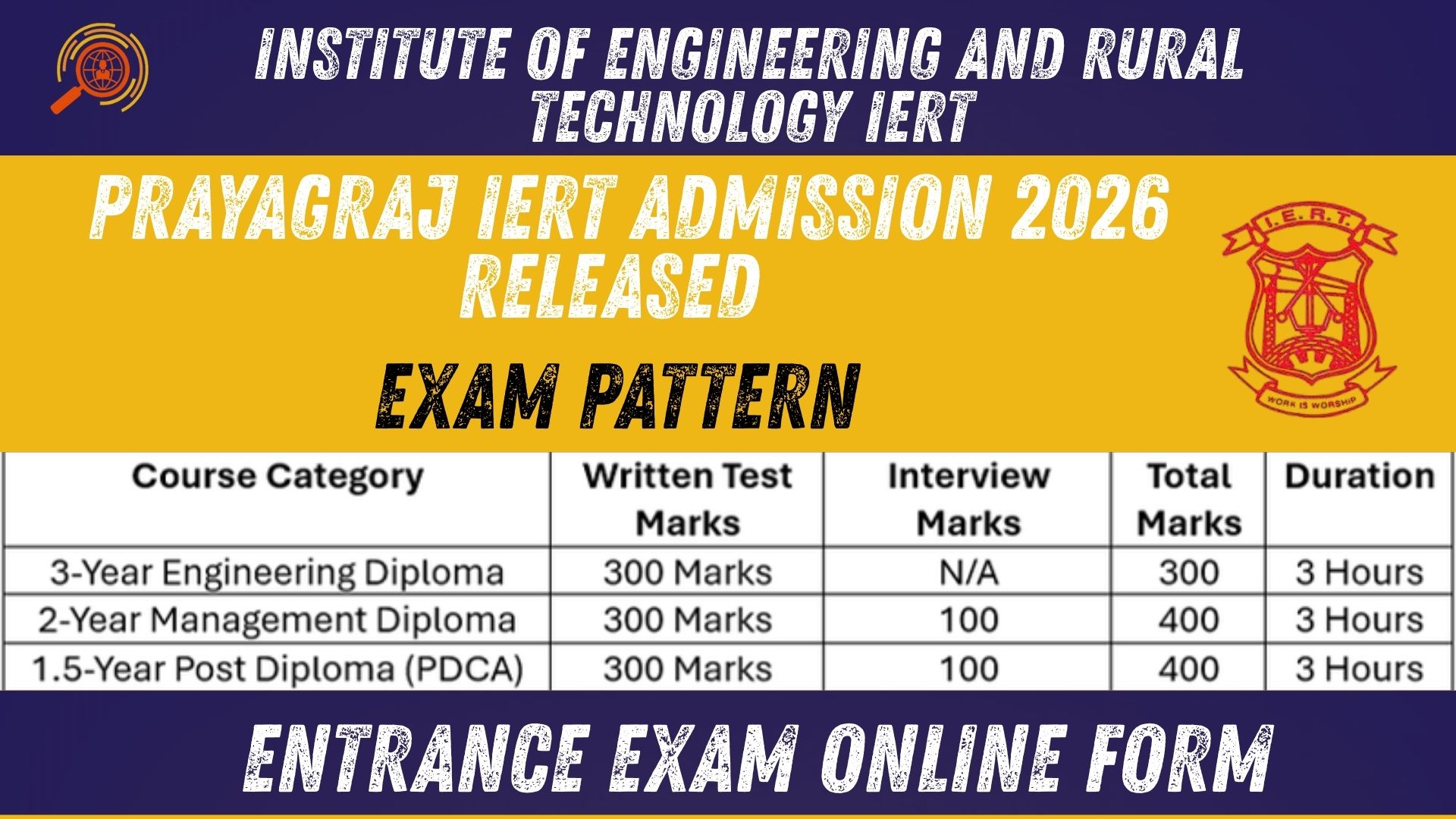 Prayagraj IERT Admission 2026: Released Entrance Exam Online Form 